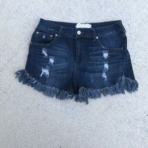 Altar’d State distress cut off blue jean shorts